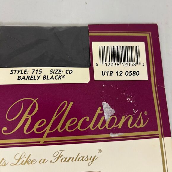 Hanes Silk Reflections Sandalfoot Pantyhouse Style 715 Size CD Barely Black VTG - Picture 2 of 5